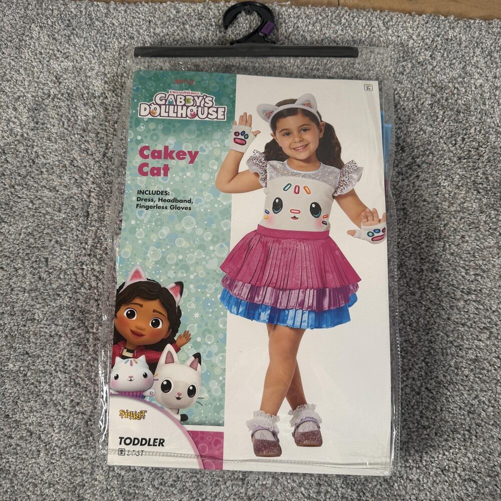 Spirit Halloween Gabbys Dollhouse Cakey Cat Costume Toddler 5T-6T Kawaii Kidcore